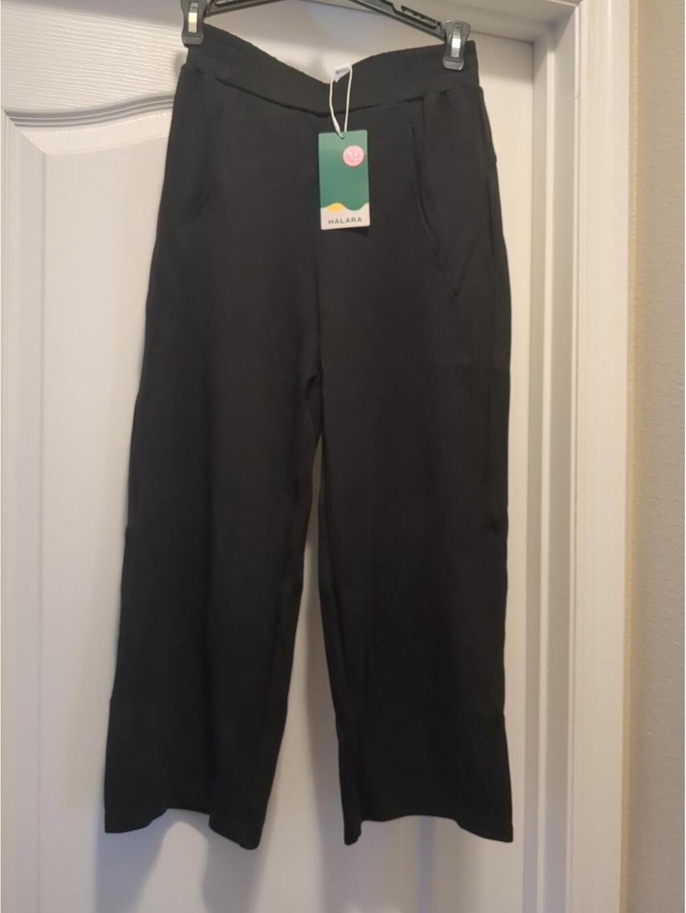 Halara Black Modal Stretch Capri Straight Wideleg Pull-On Pockets Casual Pant XS
